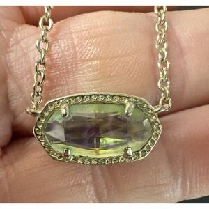 Kendra Scott ELISA Rose Gold Tone Iridescent Dichroic Glass Necklace